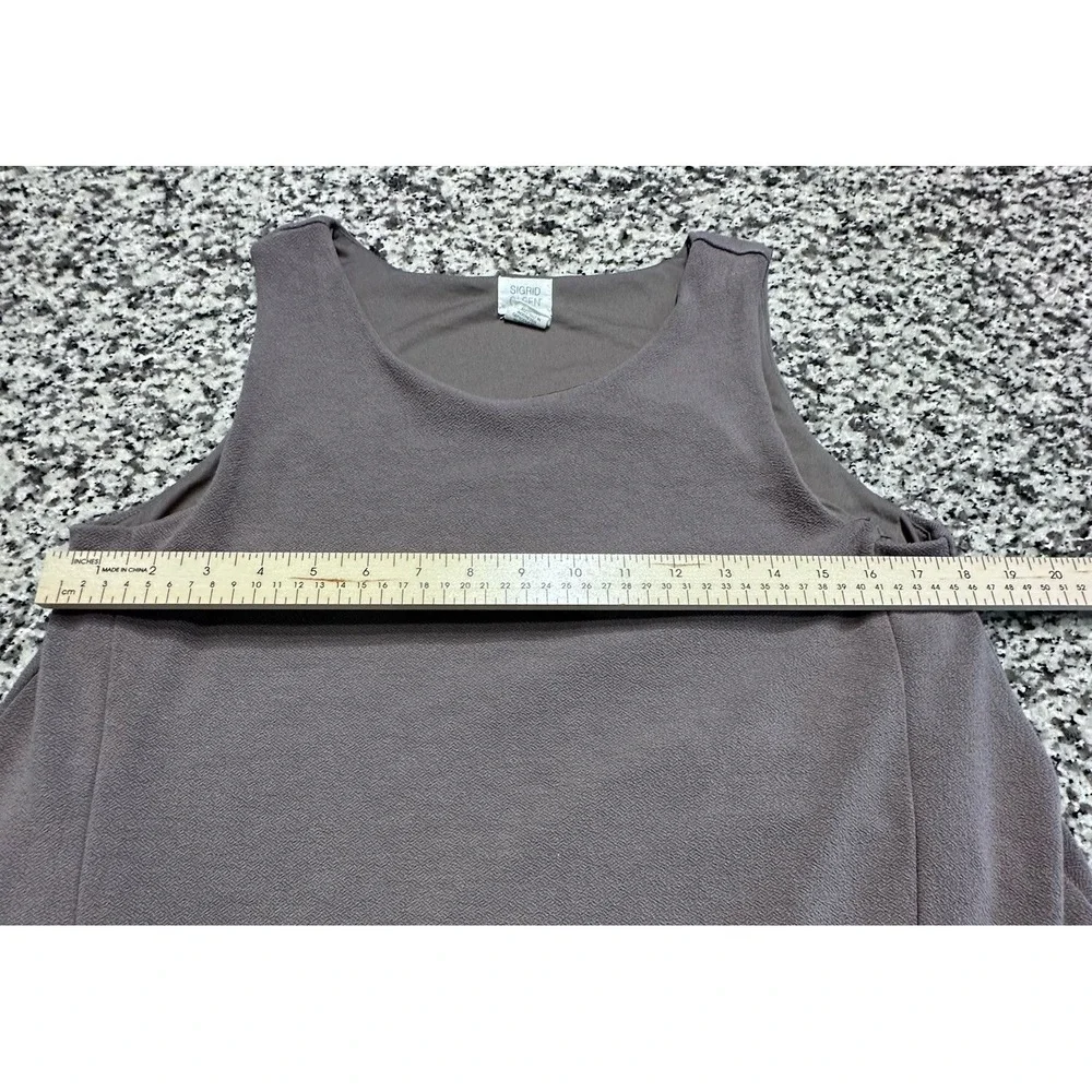 Womens Sigrid Olsen A-Line Tank Dress Knee Length Lined Sleeveless Tan Lagenlook